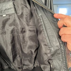 Unknown brand leather jacket with hood